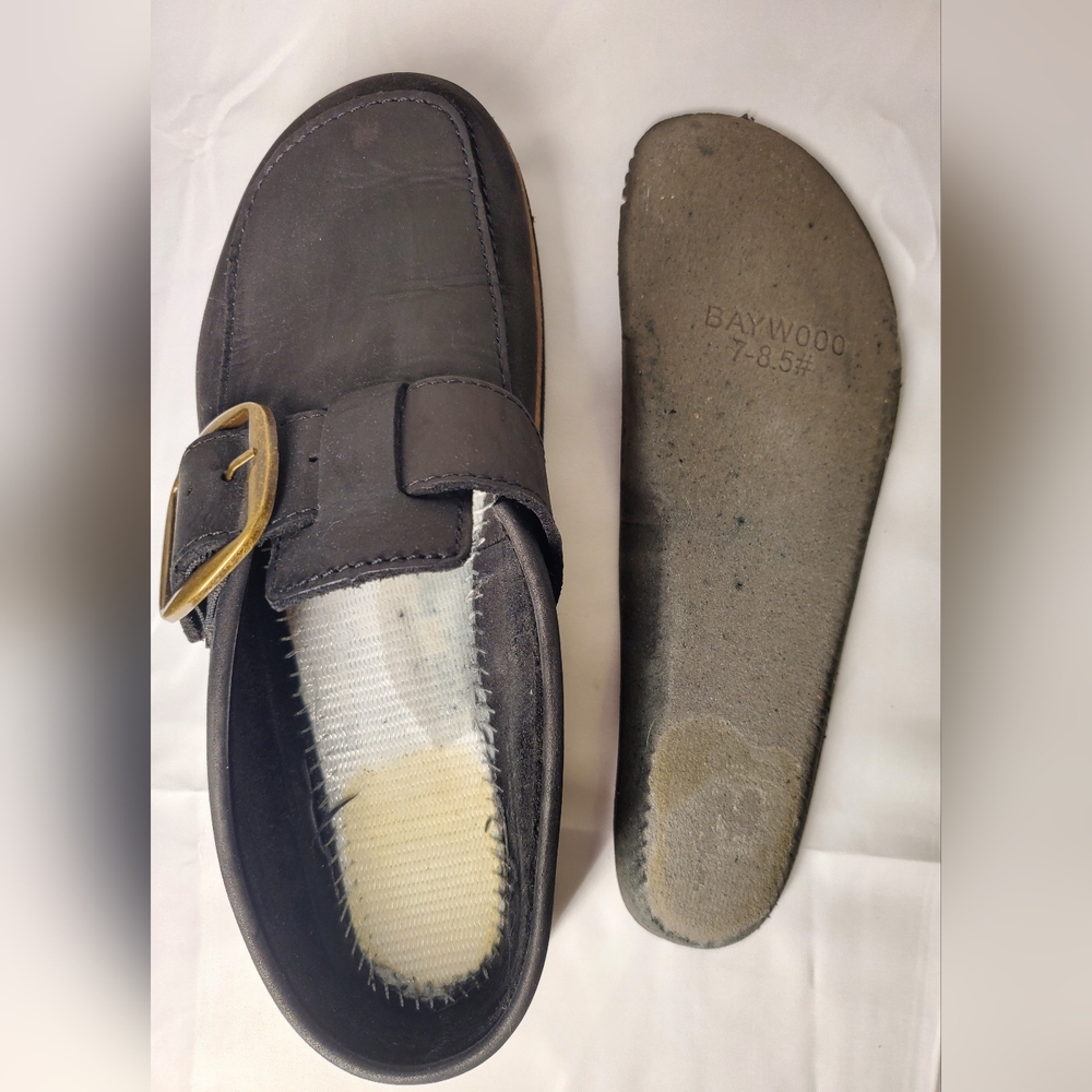 White Mountain Bueno Mule Blackless Black Suede Leather Cork Platform Sz 7-8.5 - Picture 16 of 16